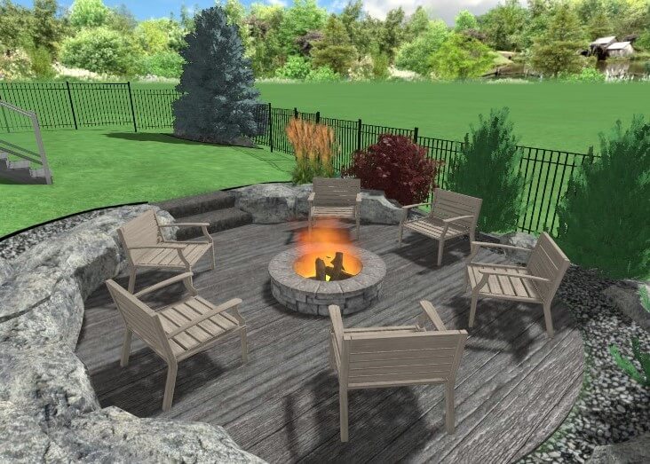 Outdoor layout planning for a residential hardscape and planting project